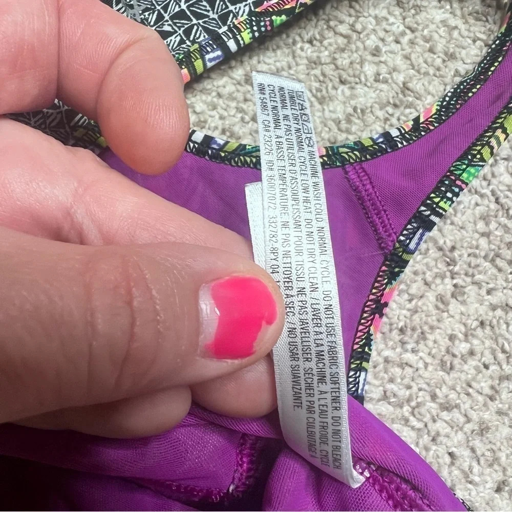 Victoria Sport Geometric Sports Bra VSX Victorias Secret Green Purple L - Picture 4 of 6